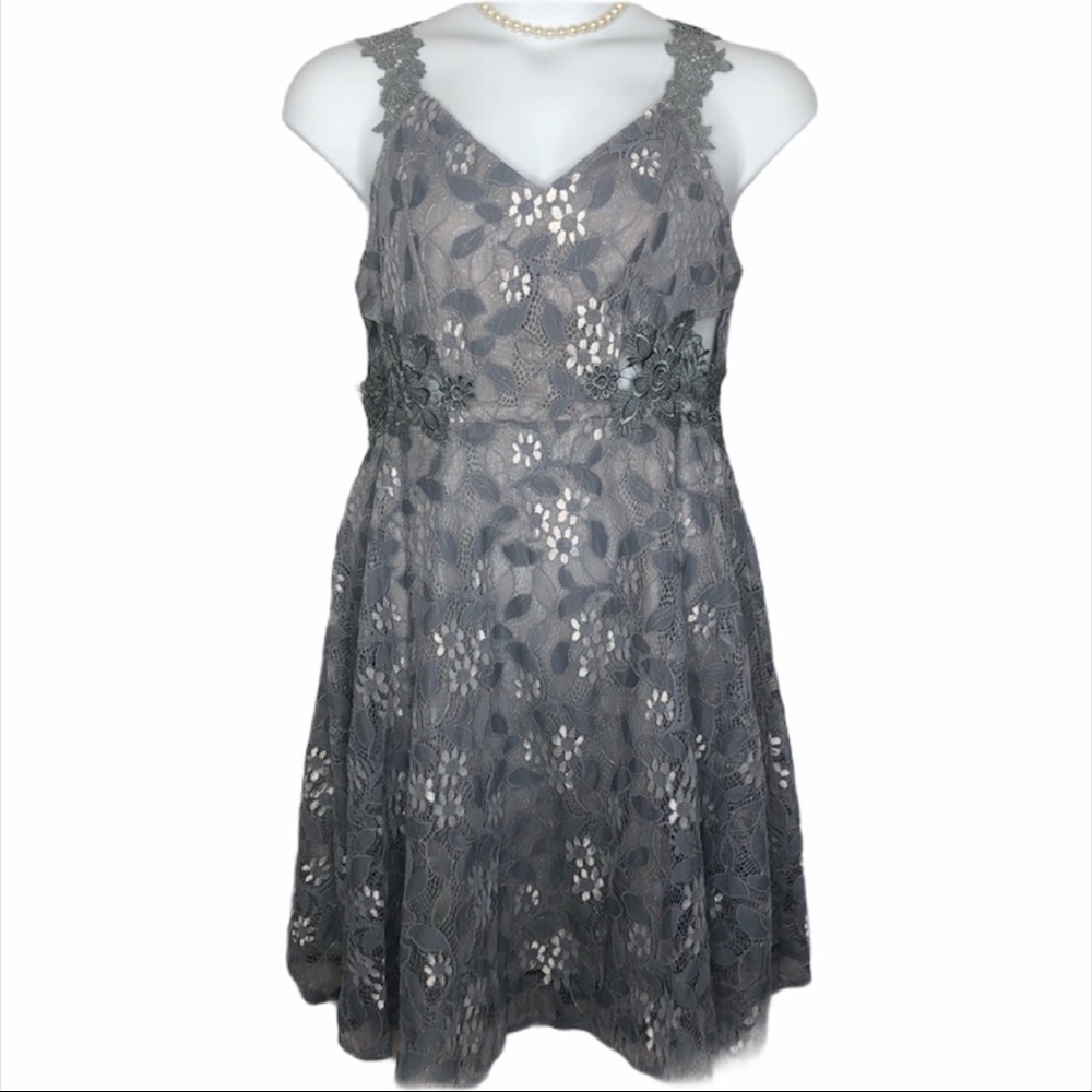 🆕DRESSFO grey lace overlay dress